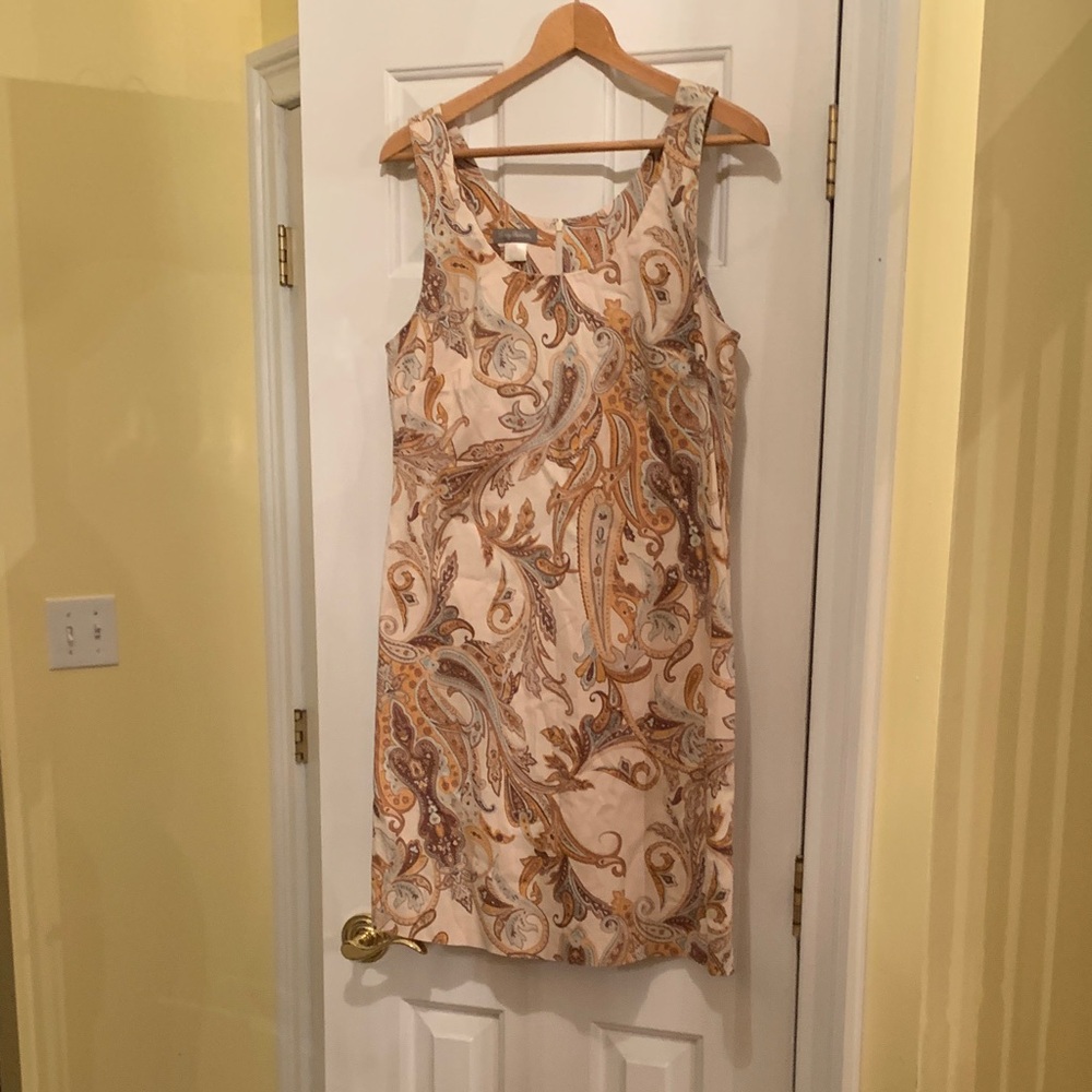 Tommy Bahama Cream and Brown Paisley Shift Dress size 12